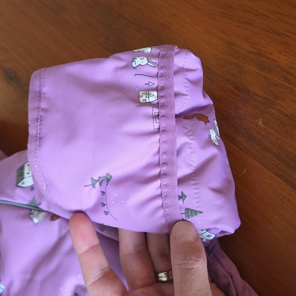 Souris Mini 6-9 Months NEW Purple Hooded Baby Waterproof Snowsuit with Fur Trim - Picture 12 of 14